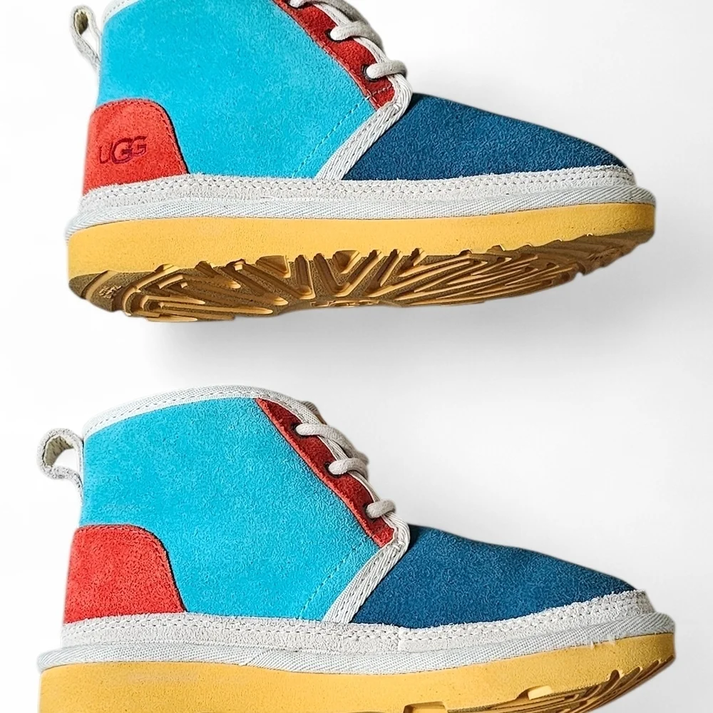 UGG Neumel Mashup chukka Kids Colorblock Suede Boots Size 13